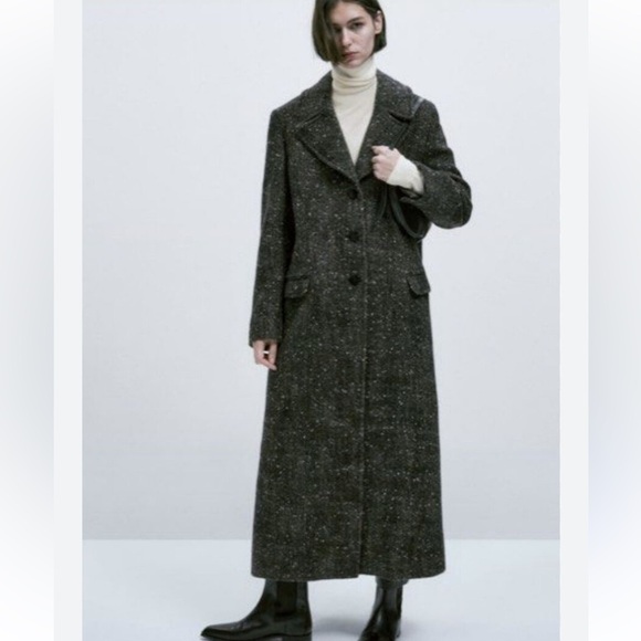 Massimo Dutti premium wool coat collection limited edition brown tweed coat XS - Picture 1 of 11